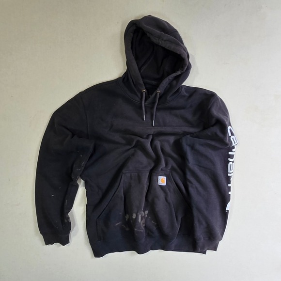 CARHARTT Y2K ORIGINAL FIT HOODIE BLACK 2000 M 23x29 MEXICO MADE VINTAGE THRASHED - Picture 3 of 7